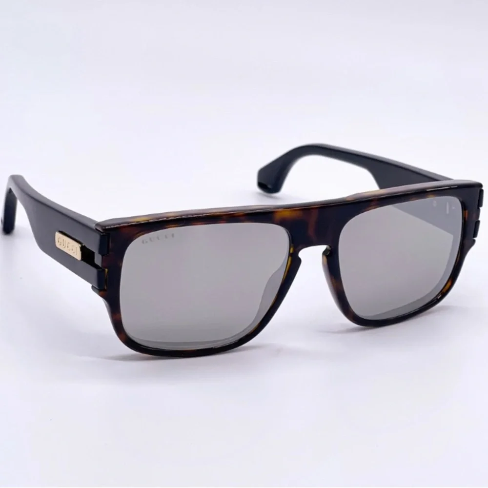 Authentic- New GUCCI SIlver Square Men's Sunglasses GG0664S 004 58